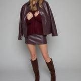 Kelsey Faux Leather Bomber Jacket