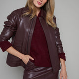 Kelsey Faux Leather Bomber Jacket
