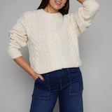 Tatiana Chunky Cable Knit Sweater - Cream