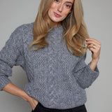 Tatiana Chunky Cable Knit Sweater - Charcoal