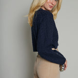 Briar Cropped Knit Sweater - Midnight