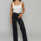 Becca High Rise Ultra Wide Leg Jeans - Coated Noir