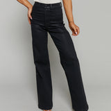 Becca High Rise Ultra Wide Leg Jeans - Coated Noir