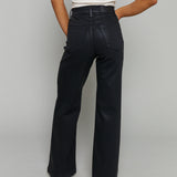 Becca High Rise Ultra Wide Leg Jeans - Coated Noir