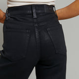 Becca High Rise Ultra Wide Leg Jeans - Coated Noir