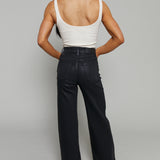 Becca High Rise Ultra Wide Leg Jeans - Coated Noir