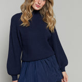 Kirsty Mixed Media Mini Dress - Navy