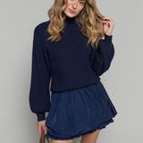Kirsty Mixed Media Mini Dress - Navy