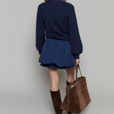 Kirsty Mixed Media Mini Dress - Navy