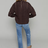 Gwen Zip Up Sweater Jacket - Chocolate Cherry