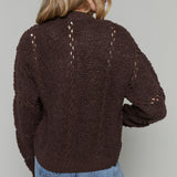 Gwen Zip Up Sweater Jacket - Chocolate Cherry