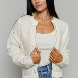 Gwen Zip Up Sweater Jacket - Crystal