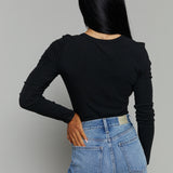 Amy Baby Rib Top - Black