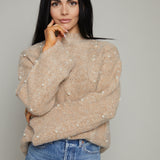 Iris Pearl Embellished Cable Knit Sweater