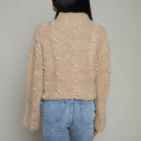 Iris Pearl Embellished Cable Knit Sweater