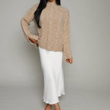Iris Pearl Embellished Cable Knit Sweater