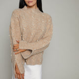 Iris Pearl Embellished Cable Knit Sweater