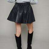 Gypsy Faux Leather Mini Skirt - Black