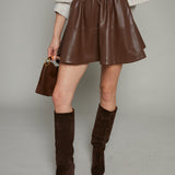 Gypsy Faux Leather Mini Skirt - Brown