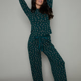 'Pink Bow' Wide Leg Pants & Lettuce Hem Top Pajama Set