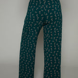 'Pink Bow' Wide Leg Pants & Lettuce Hem Top Pajama Set
