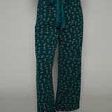 'Pink Bow' Wide Leg Pants & Lettuce Hem Top Pajama Set
