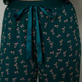 'Pink Bow' Wide Leg Pants & Lettuce Hem Top Pajama Set