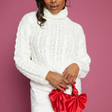 Alaina Cable Knit Turtleneck - Sea Salt