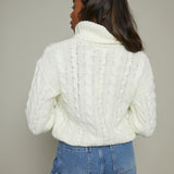 Alaina Cable Knit Turtleneck - Sea Salt