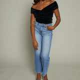 Andrea Velvet Bardot Twist Bodysuit