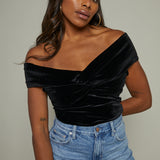 Andrea Velvet Bardot Twist Bodysuit