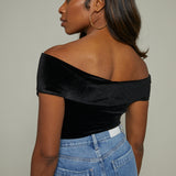 Andrea Velvet Bardot Twist Bodysuit