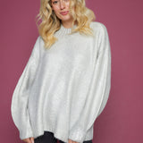 Celeste Oversized Mock Neck Sweater - Snow Disco