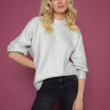 Celeste Oversized Mock Neck Sweater - Snow Disco