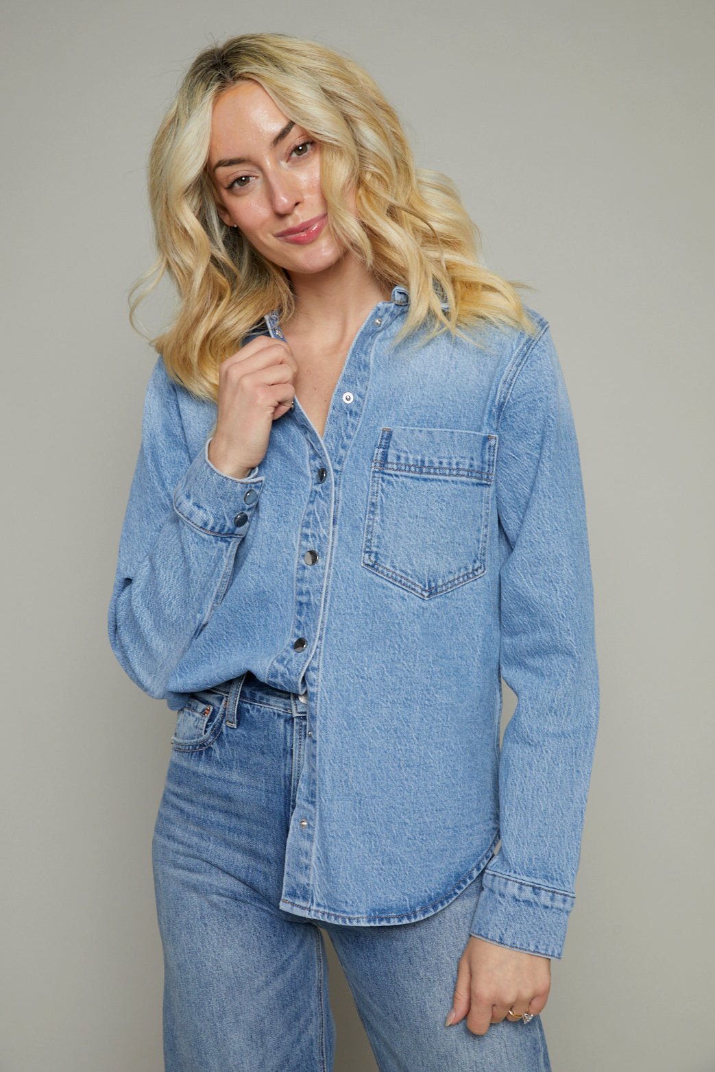 Remi Long Sleeve Denim Shacket – 14
