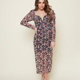 Bella Floral Sweetheart Neckline Midi Dress