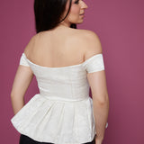 Leighton Jacquard Off The Shoulder Peplum Top