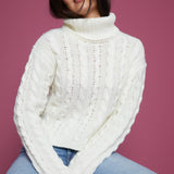 Alaina Cable Knit Turtleneck - Sea Salt