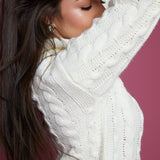 Alaina Cable Knit Turtleneck - Sea Salt