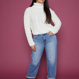 Alaina Cable Knit Turtleneck - Sea Salt