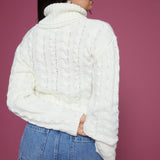 Alaina Cable Knit Turtleneck - Sea Salt