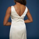 London Satin Bow Back Mini Dress - Cream