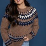 Nova Fair Isle Crew Neck Sweater - Brown