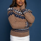 Nova Fair Isle Crew Neck Sweater - Brown