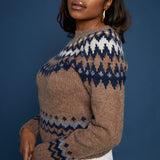 Nova Fair Isle Crew Neck Sweater - Brown