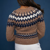 Nova Fair Isle Crew Neck Sweater - Brown