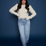 Gracie Open Stitch Padded Shoulder Sweater