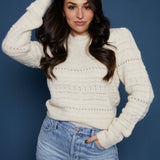Gracie Open Stitch Padded Shoulder Sweater