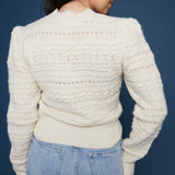 Gracie Open Stitch Padded Shoulder Sweater
