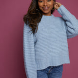 Molly Waffle Knit Raglan Sweater - Soft Mist